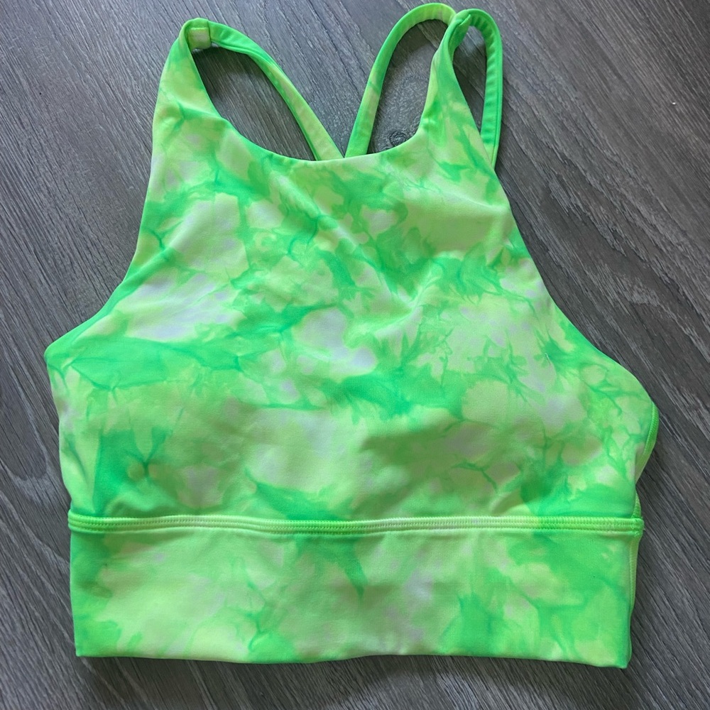 Lululemon Tie dye Green High Neck Sports Bra